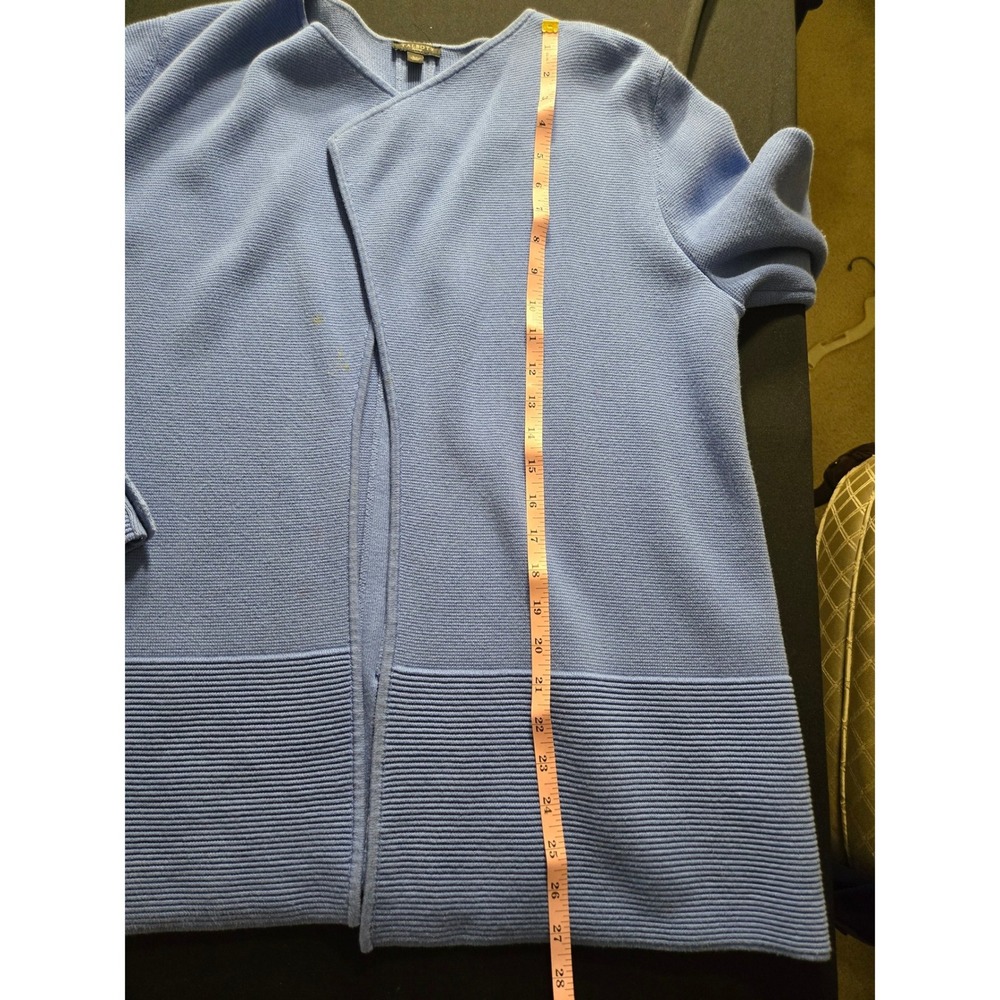 Talbots Cardigan Sweater Womens L/P Blue Excellent Draped Open Front Ribbed Knit - Picture 12 of 13